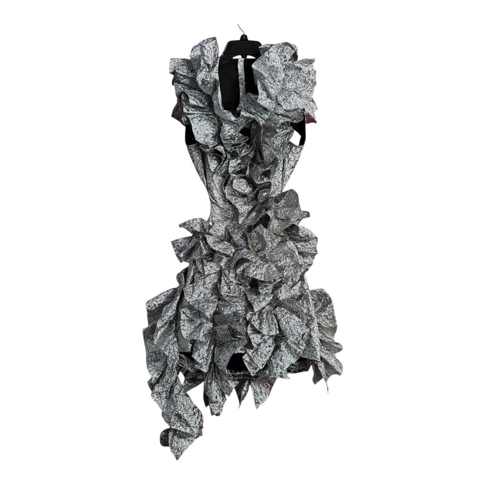 AKNVAS Olive Ruffled Lamé Minidress